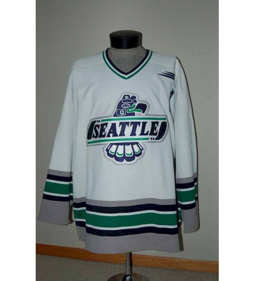 Custom WHL Seattle Thunderbirds 2001 02 Dustin Johner Home Hockey Jersey White